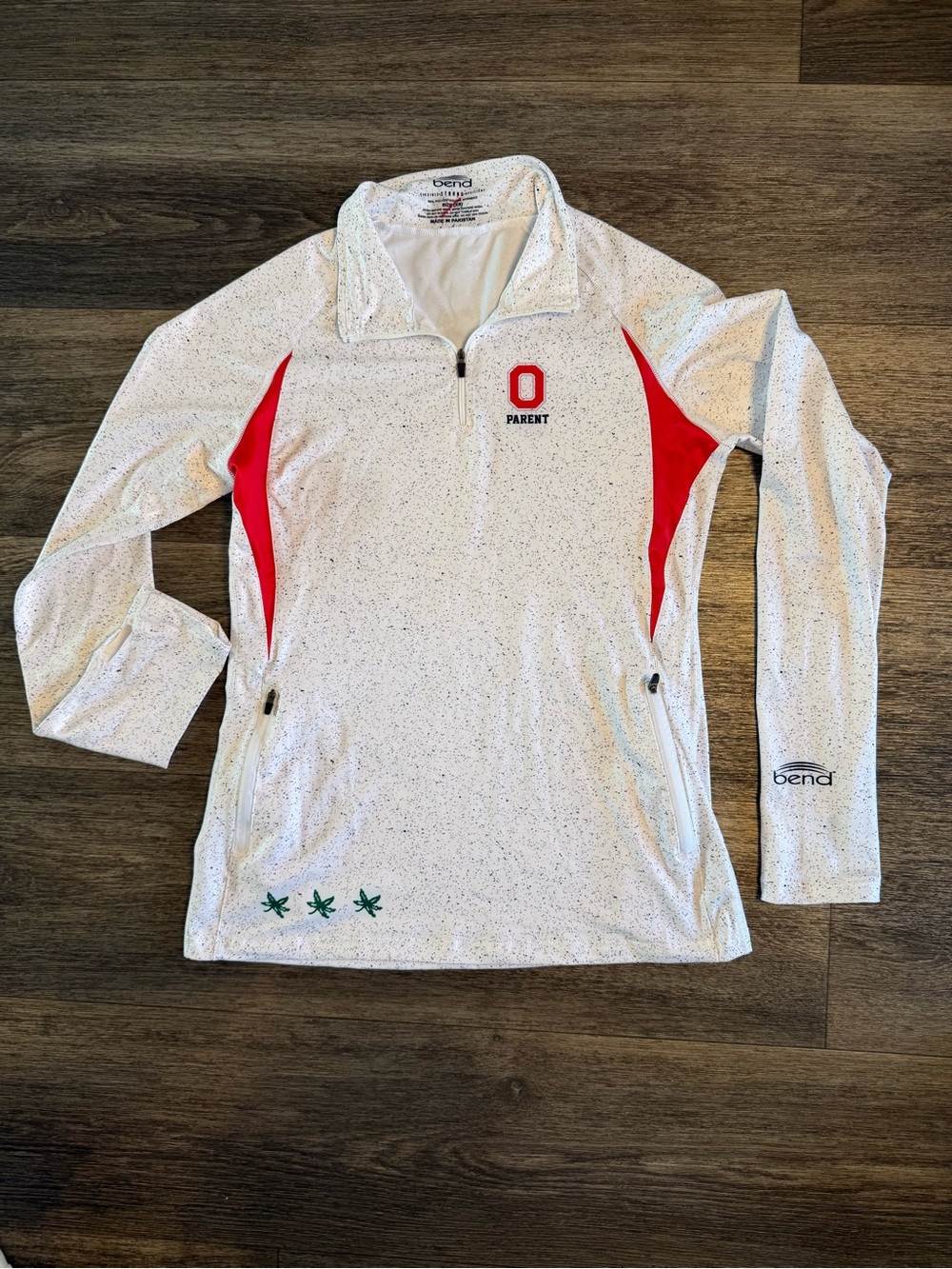 Bend Womens Ohio State buckeyes quarter zip. Under the block O it says Parent